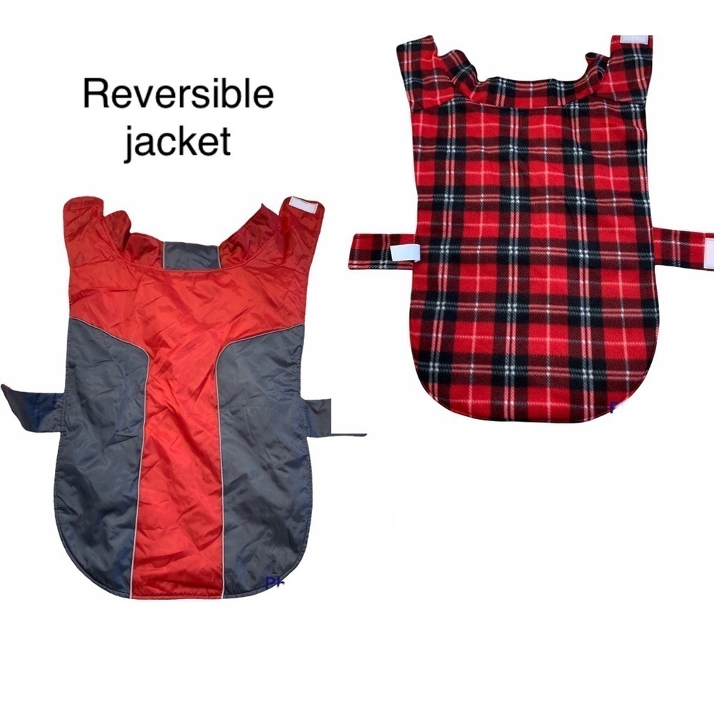 𝅺DOG reversible jacket red gray black size XXL